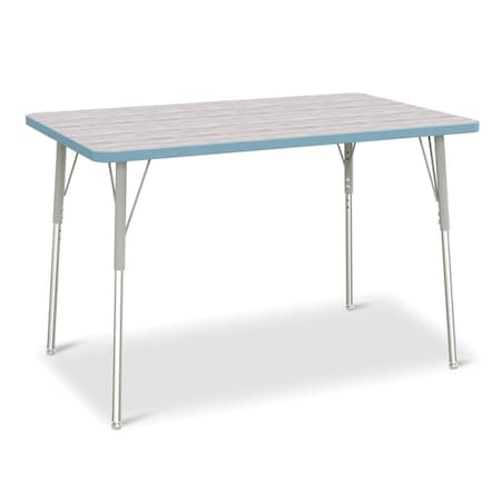Jonti-Craft Berries Rectangle Activity Table, 30 in. x 48 in., A-height, Driftwood Gray/Coastal Blue/Gray 6473JCA452